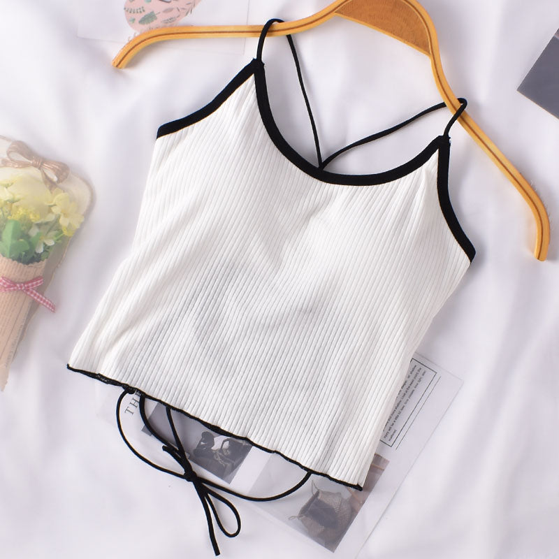 HELIAR Halter Tops Women Backless Bandage Sexy Crop Tops Women Solid Cotton Underwear Bra Tops For Women топ женский 2020 Summer
