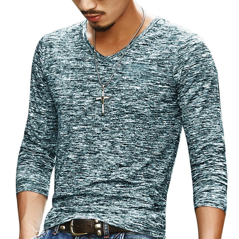 2019 Men Casual T Shirts Long Sleeve Tops Tees Shirt Mens Clothing Fashion V Neck Tshirt Undetshirts 3XL Oversized