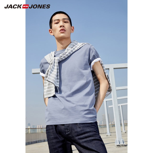 JackJones Men's Cotton T-shirt Solid Color Men's Top Fashion t shirt 2019 Brand New Menswear 2181T4517