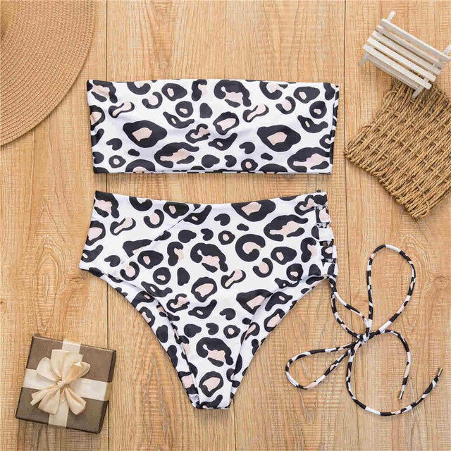 Solid Bikini Swimsuit Women Beachwear Set 2019 High Waist Bandage Sexy Off Shoulder Swimming Bathing Suit Female Mujer Biquini