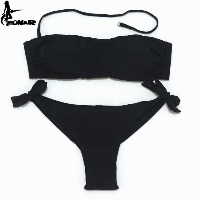 EONAR Bikini 2020 Solid Women Swimsuit Brazilian Cut Bottom Bikini Set Push Up Swimwear Femme Bathing Suits Sport Beach Wear