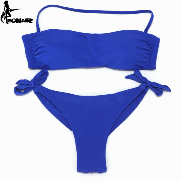EONAR Bikini 2020 Solid Women Swimsuit Brazilian Cut Bottom Bikini Set Push Up Swimwear Femme Bathing Suits Sport Beach Wear