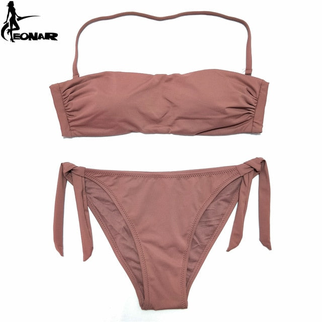 EONAR Bikini 2020 Solid Women Swimsuit Brazilian Cut Bottom Bikini Set Push Up Swimwear Femme Bathing Suits Sport Beach Wear