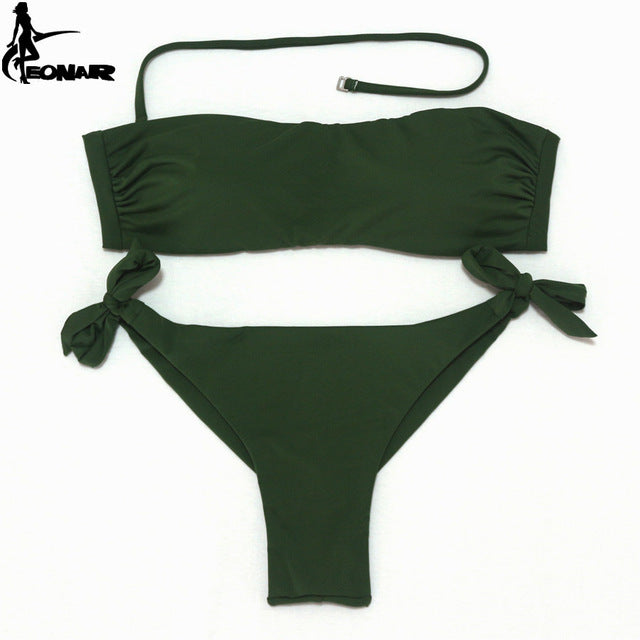 EONAR Bikini 2020 Solid Women Swimsuit Brazilian Cut Bottom Bikini Set Push Up Swimwear Femme Bathing Suits Sport Beach Wear