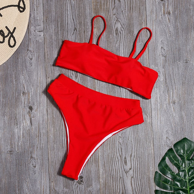 Solid High Waist Bikini Set Sexy Leopard Bikinis Women Snake Print Bathing SuitSwimsuit 2020 New Swimwear Summer Beachwear