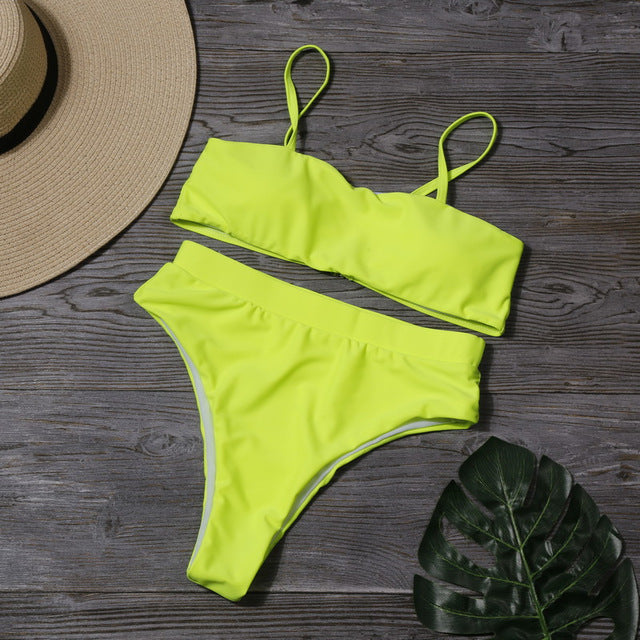 Solid High Waist Bikini Set Sexy Leopard Bikinis Women Snake Print Bathing SuitSwimsuit 2020 New Swimwear Summer Beachwear