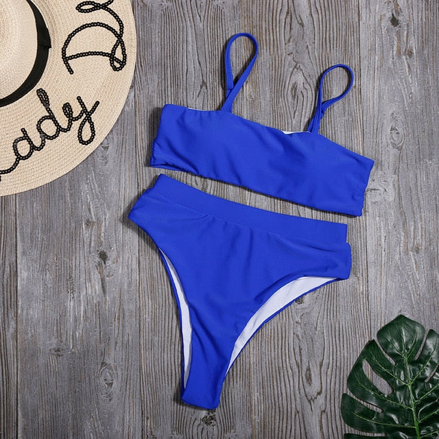 Solid High Waist Bikini Set Sexy Leopard Bikinis Women Snake Print Bathing SuitSwimsuit 2020 New Swimwear Summer Beachwear