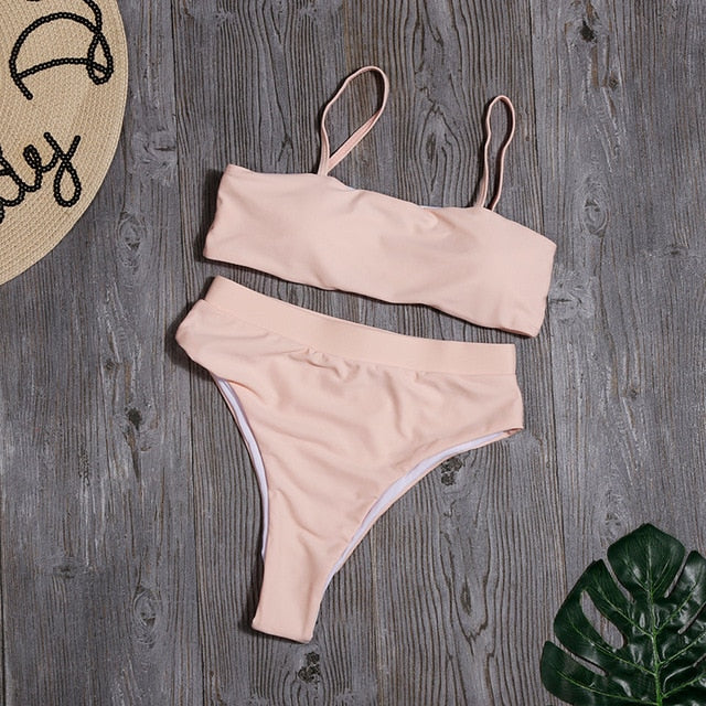 Solid High Waist Bikini Set Sexy Leopard Bikinis Women Snake Print Bathing SuitSwimsuit 2020 New Swimwear Summer Beachwear