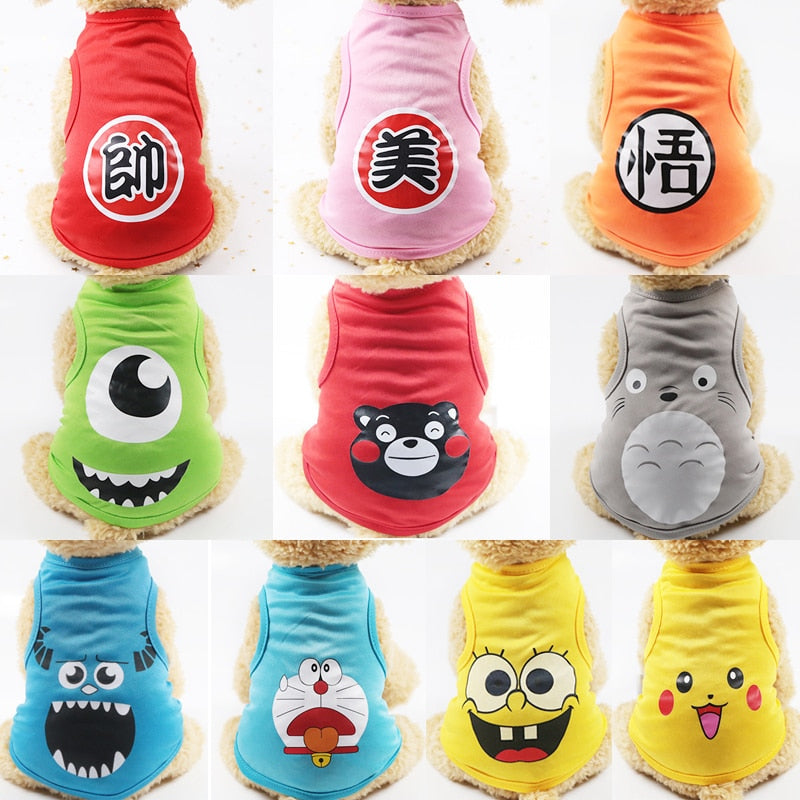 Cat T-shirt Soft Puppy Dogs Clothes Cute Pet Dog Clothes Cartoon Pet Clothing Summer Shirt Casual Vests For Small Pets XS-XXL