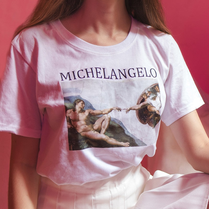 Michelangelo Sistina tshirt harajuku ulzzang tumblr t shirt women t-shirt kawaii t shirt femme womens t shirt
