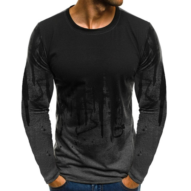 FLYFIREFLY Men Camouflage Printed Male T Shirt Bottoms Top Tee Male Hiphop Streetwear Long Sleeve Fitness Tshirts Dropshipping