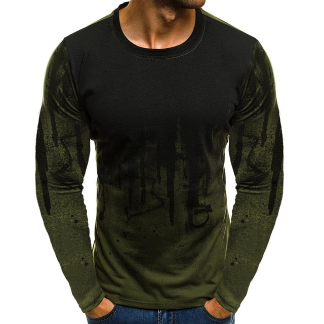 FLYFIREFLY Men Camouflage Printed Male T Shirt Bottoms Top Tee Male Hiphop Streetwear Long Sleeve Fitness Tshirts Dropshipping
