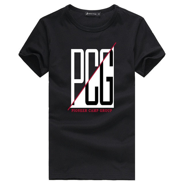 Pioneer Camp Lightning Printed tees Men Black T Shirt Men Fashion men Casual brand Clothing Cotton T-shirt 405043