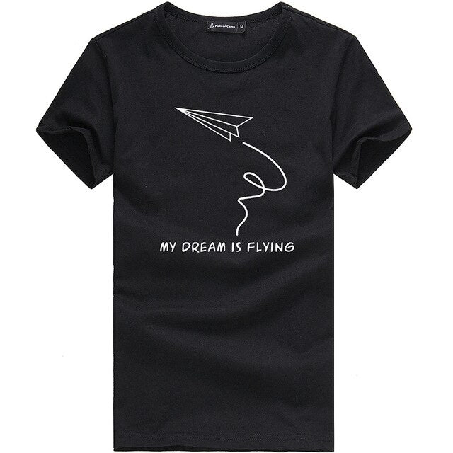 Pioneer Camp Lightning Printed tees Men Black T Shirt Men Fashion men Casual brand Clothing Cotton T-shirt 405043
