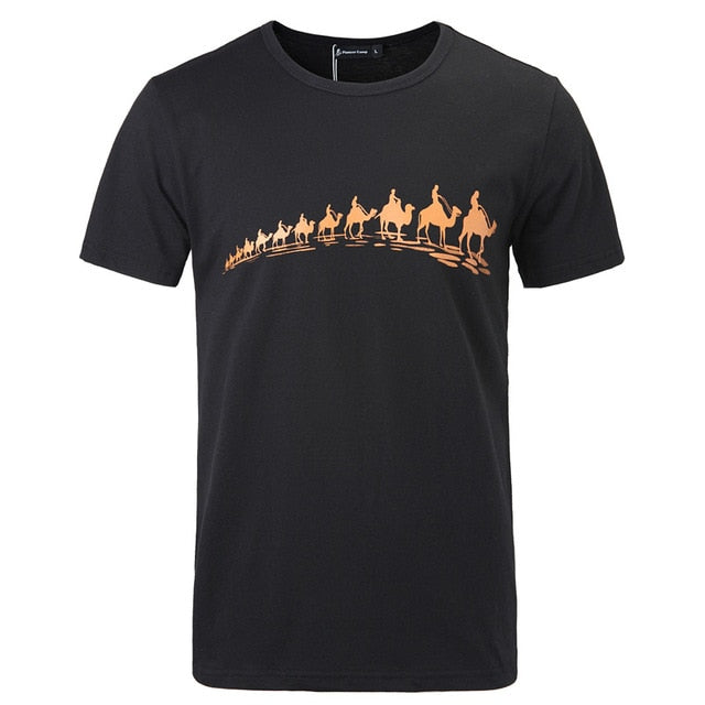 Pioneer Camp Lightning Printed tees Men Black T Shirt Men Fashion men Casual brand Clothing Cotton T-shirt 405043