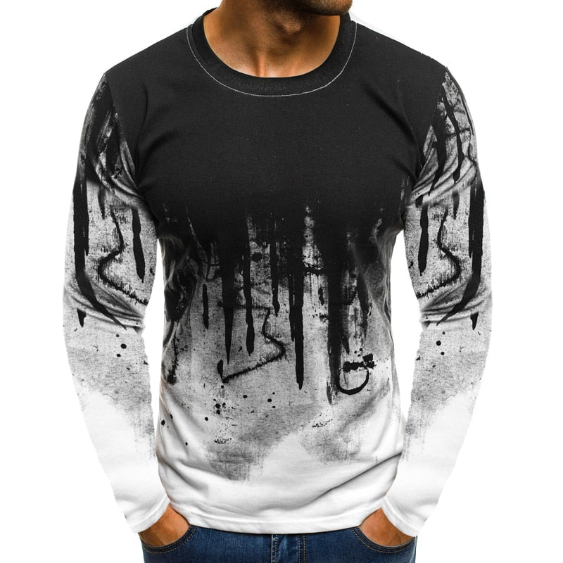FLYFIREFLY Men Camouflage Printed Male T Shirt Bottoms Top Tee Male Hiphop Streetwear Long Sleeve Fitness Tshirts Dropshipping