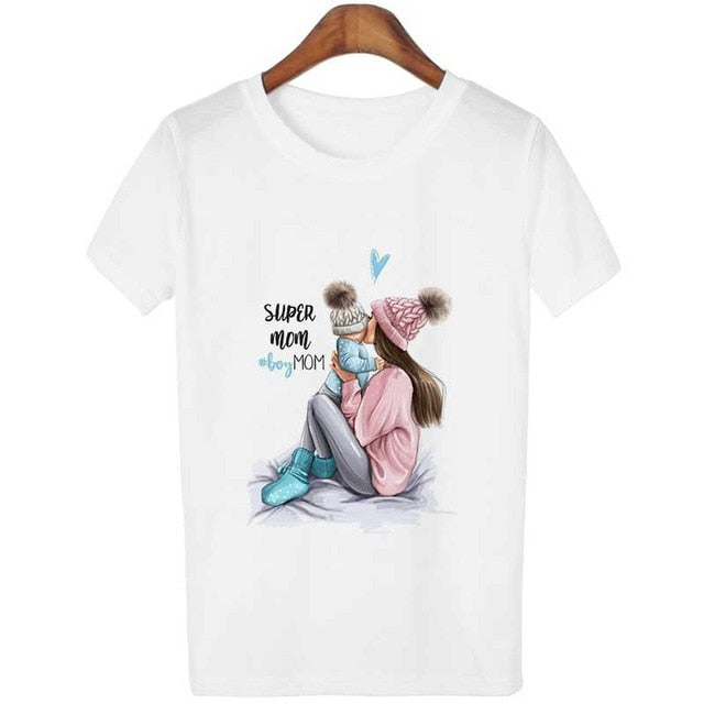 New Arrival 2019 T Shirt Vogue Tee Shirt Korean Fashion Clothing Harajuku Kawaii White Tshirt Super Mom Female T-shirt Mother's