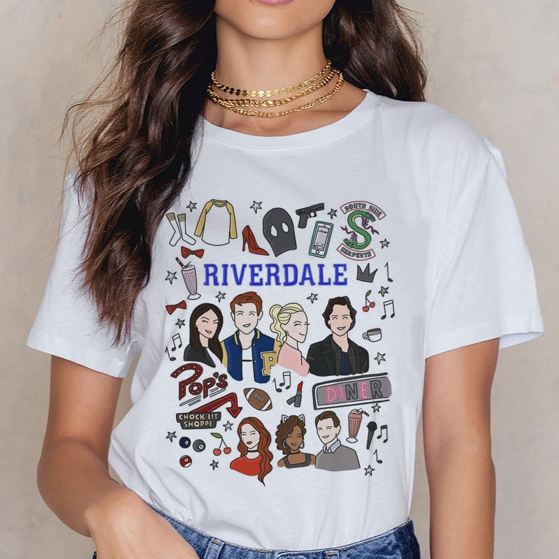 Riverdale Southside T Shirt Women 90s South Side Serpents Vintage T-shirt Harajuku Ullzang Tshirt Snake Print Top Tees Female