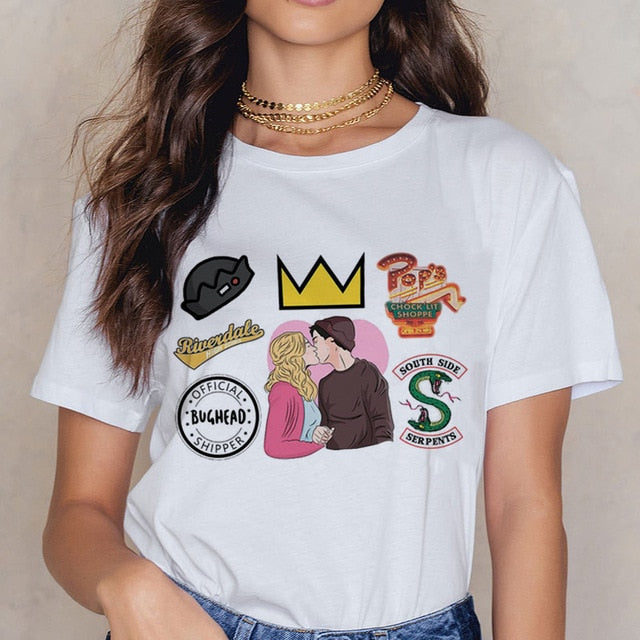 Riverdale Southside T Shirt Women 90s South Side Serpents Vintage T-shirt Harajuku Ullzang Tshirt Snake Print Top Tees Female