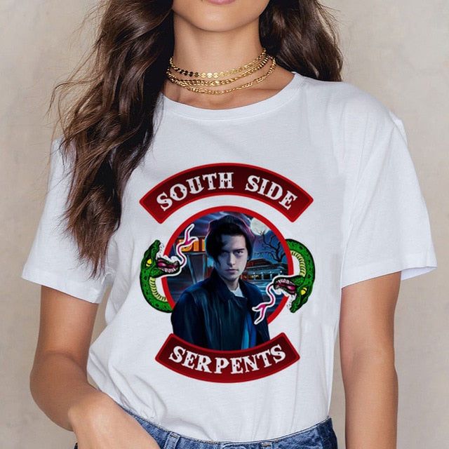 Riverdale Southside T Shirt Women 90s South Side Serpents Vintage T-shirt Harajuku Ullzang Tshirt Snake Print Top Tees Female