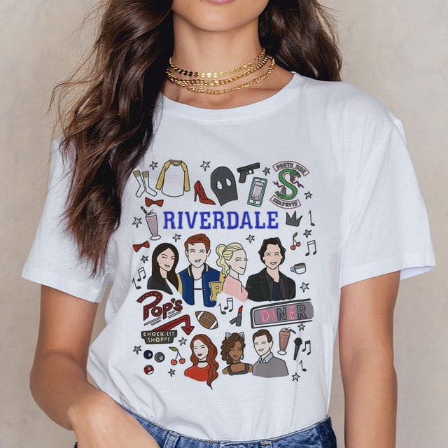 Riverdale Southside T Shirt Women 90s South Side Serpents Vintage T-shirt Harajuku Ullzang Tshirt Snake Print Top Tees Female