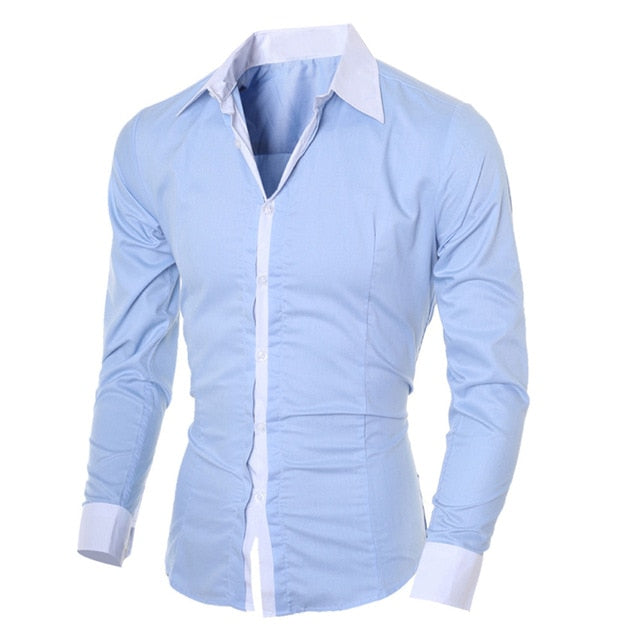 FREE OSTRICH Men's Shirts Fashion Personality Mens Casual Slim Long-sleeved Shirt Top Blouse Black White Men Shirt style 2019