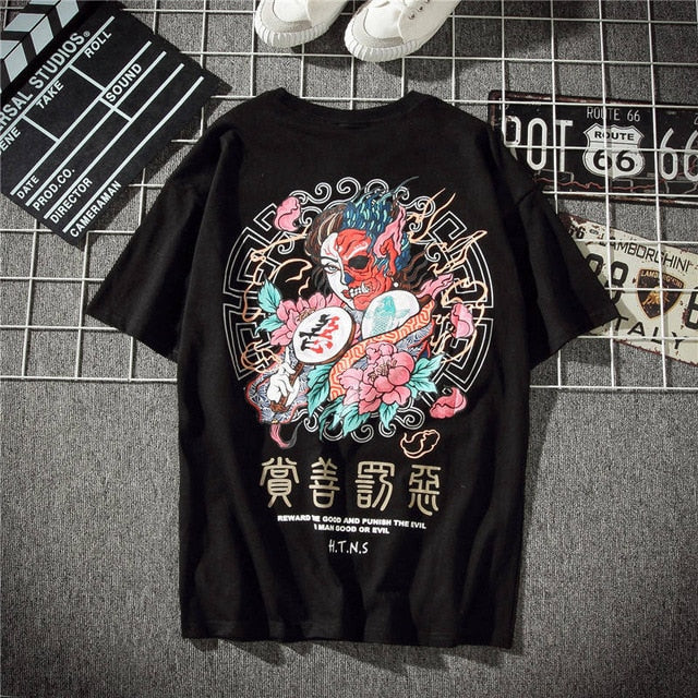 2019 SLOUPPG streetwear Harajuku Chinesestyle men's tshirt Hip Hop Cotton Short Sleeve Summer Ghost T-shirt Casual Top Cotton