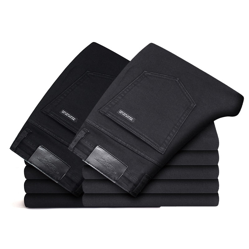 2019 Black Grey Brands Jeans Trousers Men Clothes Elasticity Skinny Jeans Business Casual Male Denim Slim Pants Classic Style