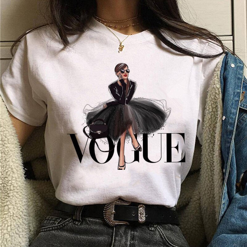 vogue princess t shirt aesthetic women fashion girls 90s tshirt harajuku ulzzang print Graphic summer t-shirt top tee,Drop Ship