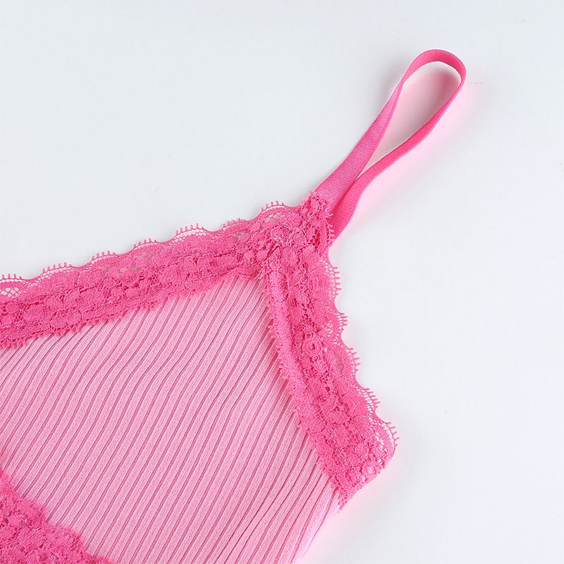 Crop Top Women Lace Cami Top Sexy Top Femme Pink Cute tops V Neck Fashion Cotton Tank Tops summer tops for women 2020 croptop