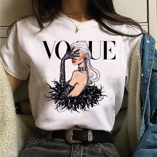 vogue princess t shirt aesthetic women fashion girls 90s tshirt harajuku ulzzang print Graphic summer t-shirt top tee,Drop Ship