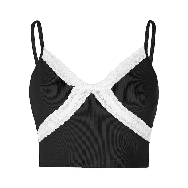Crop Top Women Lace Cami Top Sexy Top Femme Pink Cute tops V Neck Fashion Cotton Tank Tops summer tops for women 2020 croptop