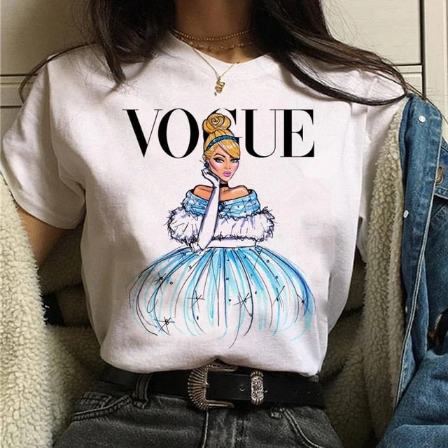 vogue princess t shirt aesthetic women fashion girls 90s tshirt harajuku ulzzang print Graphic summer t-shirt top tee,Drop Ship