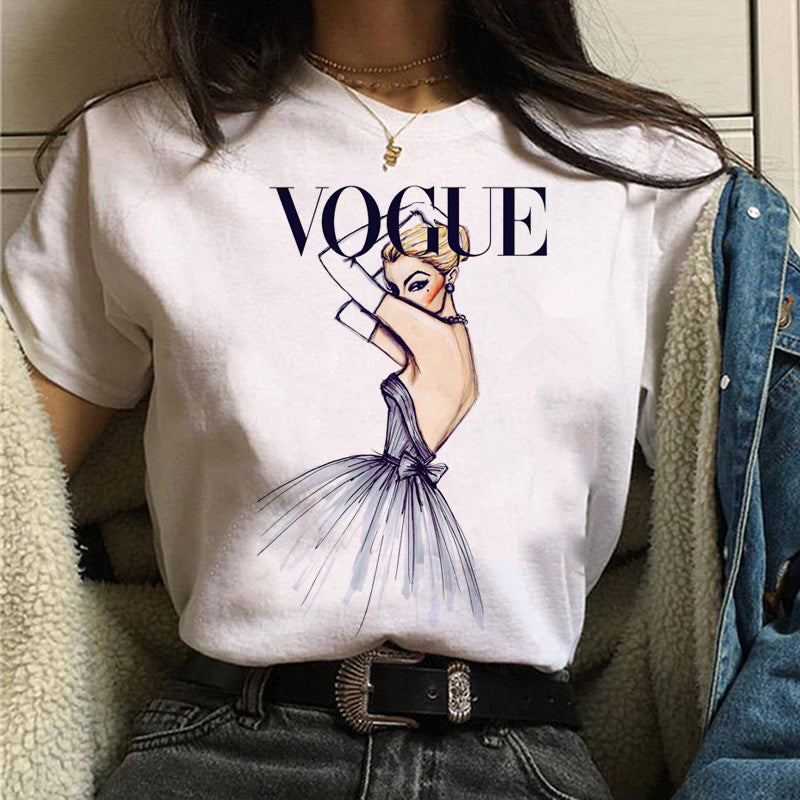 vogue princess t shirt aesthetic women fashion girls 90s tshirt harajuku ulzzang print Graphic summer t-shirt top tee,Drop Ship