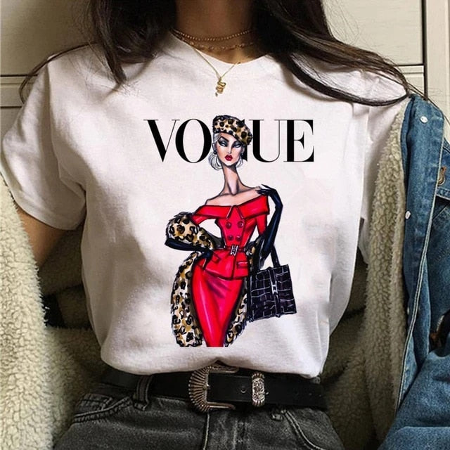 vogue princess t shirt aesthetic women fashion girls 90s tshirt harajuku ulzzang print Graphic summer t-shirt top tee,Drop Ship