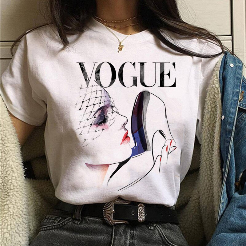 vogue princess t shirt aesthetic women fashion girls 90s tshirt harajuku ulzzang print Graphic summer t-shirt top tee,Drop Ship