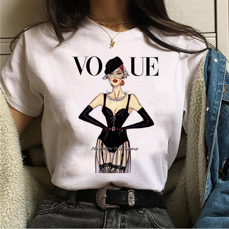 vogue princess t shirt aesthetic women fashion girls 90s tshirt harajuku ulzzang print Graphic summer t-shirt top tee,Drop Ship