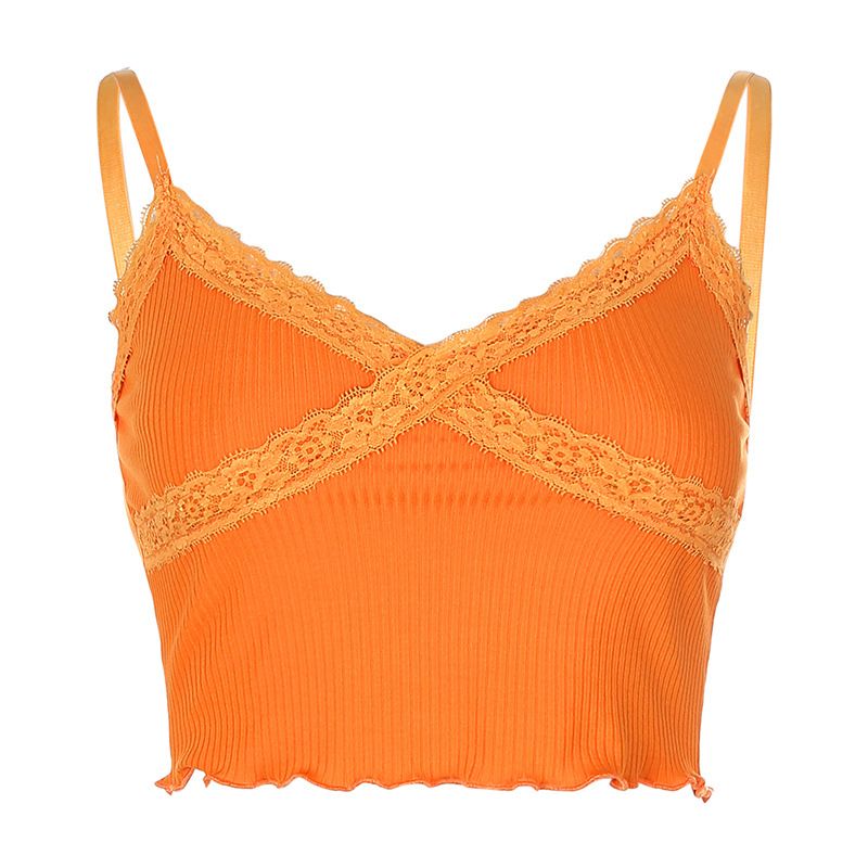 Crop Top Women Lace Cami Top Sexy Top Femme Pink Cute tops V Neck Fashion Cotton Tank Tops summer tops for women 2020 croptop