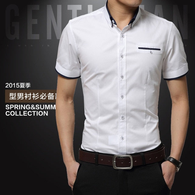 2019 New Arrival Brand Men's Summer Business Shirt Short Sleeves Turn-down Collar Tuxedo Shirt Shirt Men Shirts Big Size 5XL