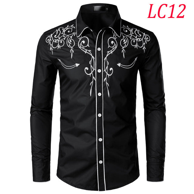 Floral Embroidery Red Tuxedo Shirt Male 2019 Brand Slim Long Sleeve Mens Dress Shirts Chemise Homme Wedding Party Shirt for Men