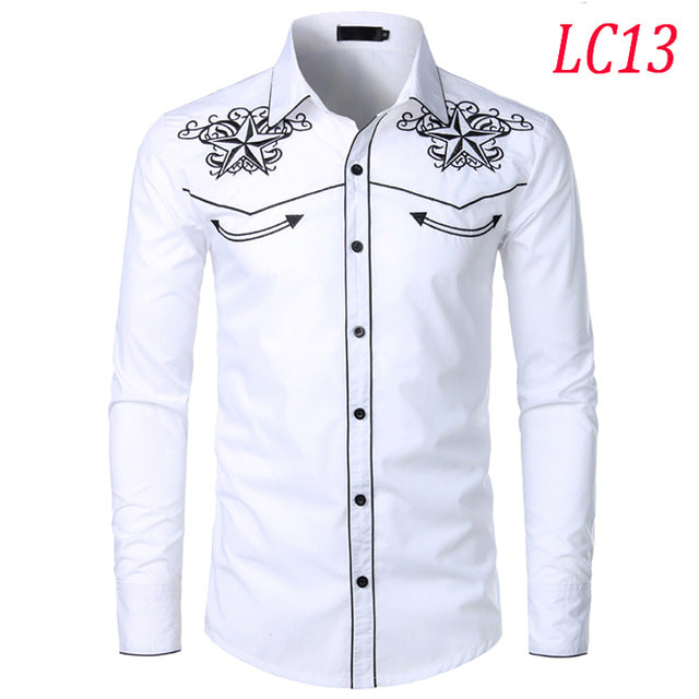 Floral Embroidery Red Tuxedo Shirt Male 2019 Brand Slim Long Sleeve Mens Dress Shirts Chemise Homme Wedding Party Shirt for Men