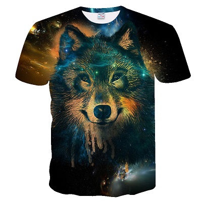 2019 Men's New Summer Personalized T-Shirt Wolf Print T-Shirt 3D Men's T-Shirt Novelty Animal Tops T-Shirt Men's Short Sleeve