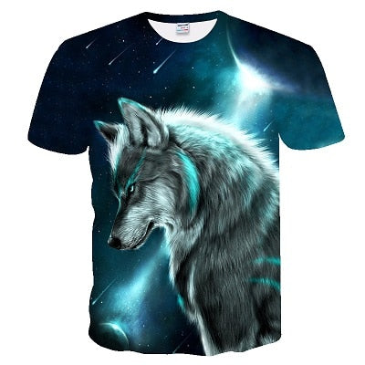 2019 Men's New Summer Personalized T-Shirt Wolf Print T-Shirt 3D Men's T-Shirt Novelty Animal Tops T-Shirt Men's Short Sleeve