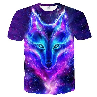 2019 Men's New Summer Personalized T-Shirt Wolf Print T-Shirt 3D Men's T-Shirt Novelty Animal Tops T-Shirt Men's Short Sleeve