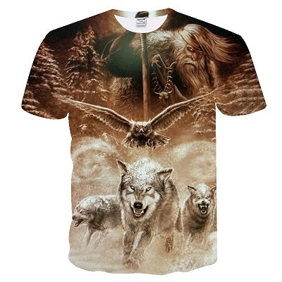 2019 Men's New Summer Personalized T-Shirt Wolf Print T-Shirt 3D Men's T-Shirt Novelty Animal Tops T-Shirt Men's Short Sleeve