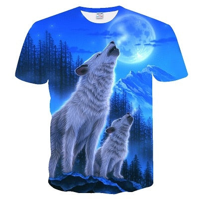 2019 Men's New Summer Personalized T-Shirt Wolf Print T-Shirt 3D Men's T-Shirt Novelty Animal Tops T-Shirt Men's Short Sleeve