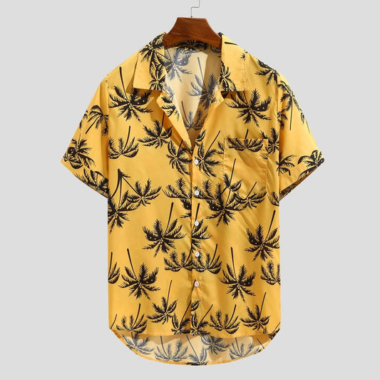 Casual Men's shirt Summer Hawaiian Printed Short sleeve shirt Casual Loose Beachwear Buttons Male Blouse Tops Camisas hombre