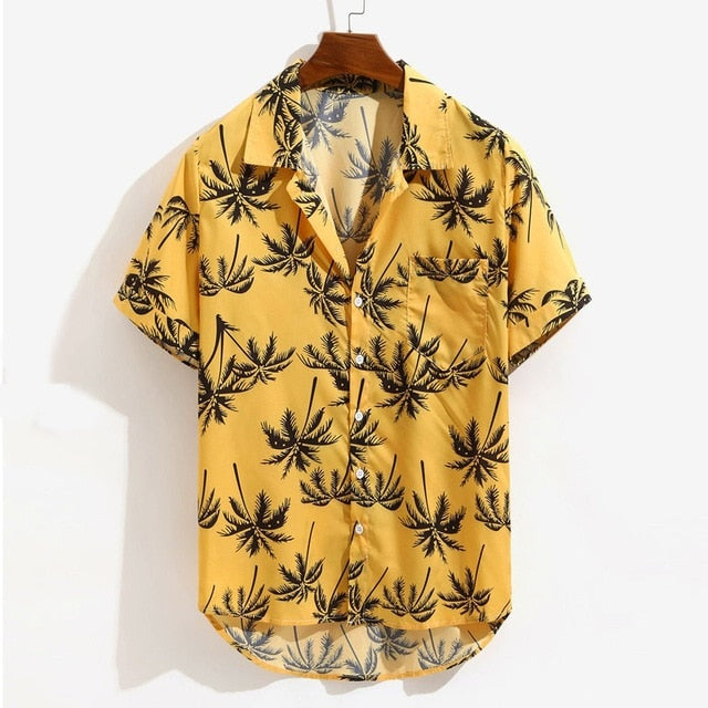 Casual Men's shirt Summer Hawaiian Printed Short sleeve shirt Casual Loose Beachwear Buttons Male Blouse Tops Camisas hombre