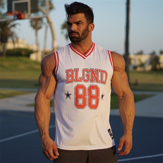 Sport basketball training Vest Men Fitness Tops Gyms Sport sleeveless Workout Running Men Tank Top Bodybuilding Clothing