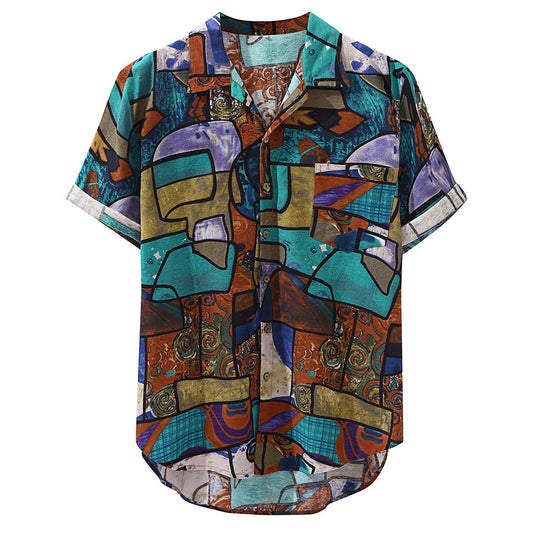 Womail 2019 New Arrivals Casual Print Brand Shirt Men Short Sleeve Button Tops Loose Fashion Men Beach Hawaiian Shirt M-4XL